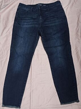 Style & Co. Dark Blue Ankle Crop Raw Hem Jeans Petite Size 8P Petite